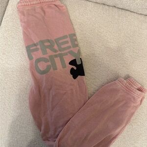 Freecity Pink Joggers with Black and Gray Logo